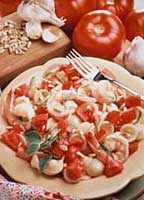 Almost Instant Tomato Sauce with Shrimp and Pine Nuts
